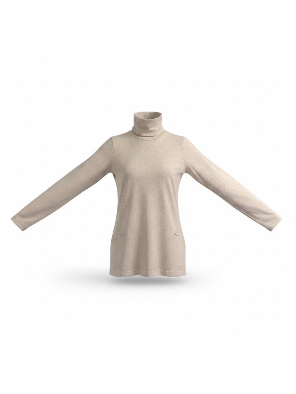 Lands End Womens Oatmeal Heather Turtleneck Pullover Size L